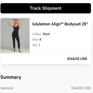 NWT Lululemon black bodysuit 25”